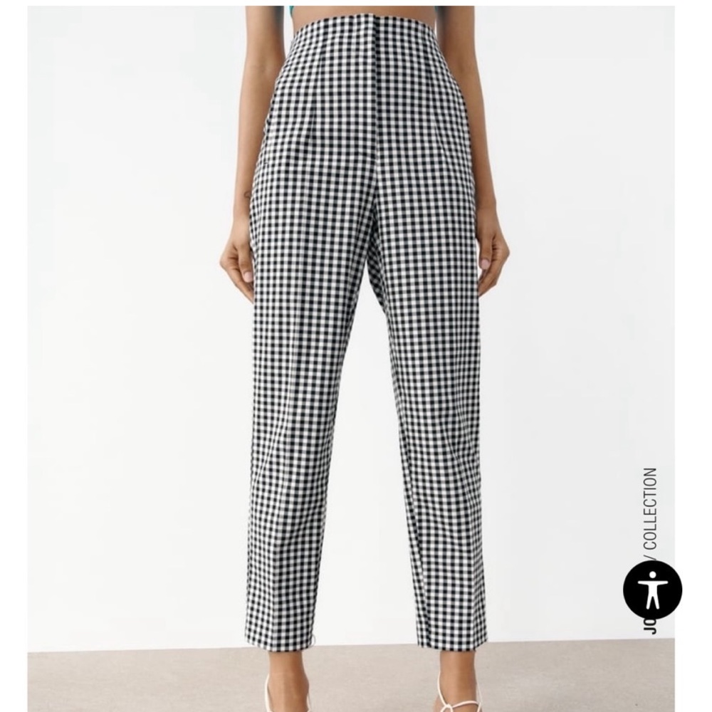 Zara Black and White Checkered Pants size L